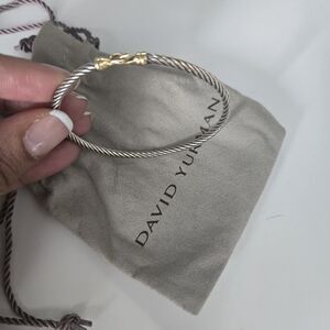 David Yurman Twisted Silver Bracelet with Gold Clasp